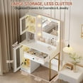 thumbnail image 2 of 33.4"x55"x15.5" Makeup Vanity Desk with LED Mirror, Charging Ports & Drawers, Dressing Table with 3 Lighting Modes for Bedroom,White and wooden tabletop, 2 of 6