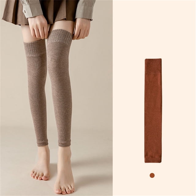 Chaussettes Chaudes Épaisses en Polaire Automne et Hiver pour Femmes Bas Genou Froid compression Bas Orange
