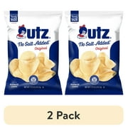 (2 pack) Utz No Salt Added Original Potato Chips, Gluten-Free, Family Size, 7.75 oz Bag