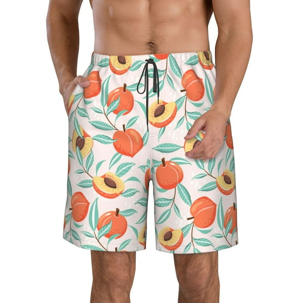 Fotbe Peach Trajes de Baño Estampados para Hombre, Shorts de Verano de Secado Rápido, Ropa de Playa, Bañadores-Small