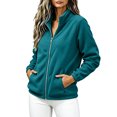 thumbnail image 3 of happyYEE Women's Zip up Sweatshirt Jackets Long Sleeve Fleece Loose Coat Fall Fashion Stand Neck Outerwear with Zip Pockets, 3 of 9