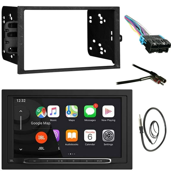 JBL Legend 700 7” Touchscreen Display Double-DIN Mechless Bluetooth AM/FM Receiver, Double DIN Installation Dash Kit, Antenna Adapter, Radio Wiring Harness, 22" Antenna (Bundle Fits 1998-2006)