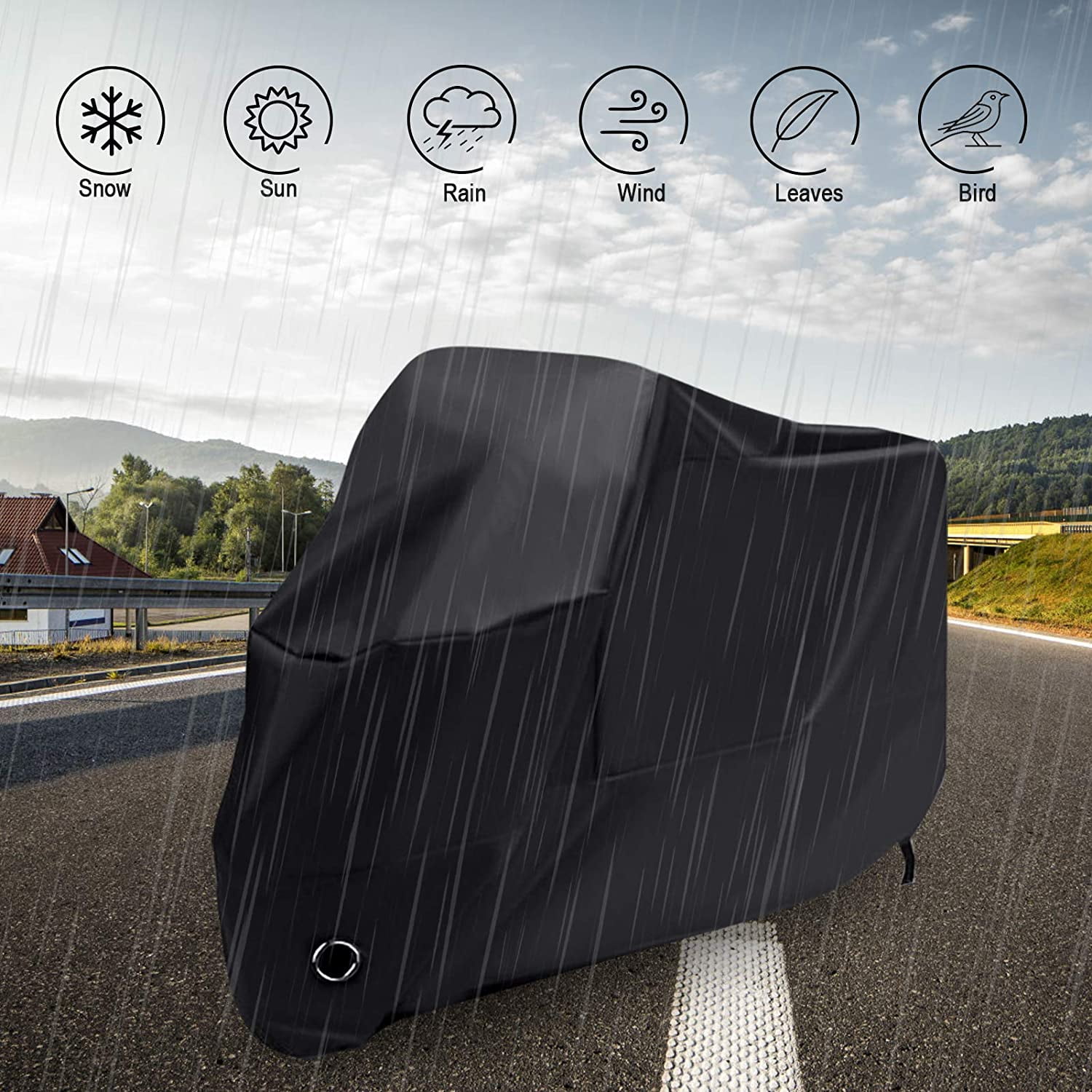 Naler Waterproof Motorcycle Cover Shelter Rain UV All Weather Outdoor Protection & Storage Bag,XL