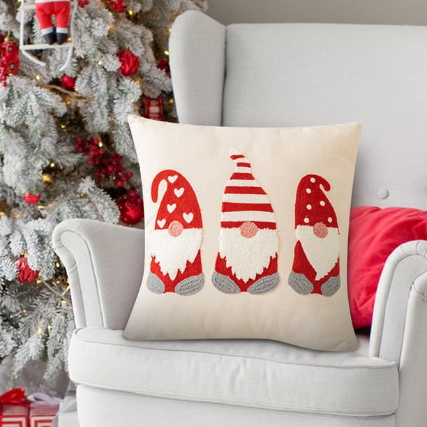 Xihbxyly Ofertas de exceso de existencias en outlets de Prime Juegos de almohadas con bordado de toallas navideñas, cojines para sofá de casa, almohadas navideñas, juegos de cojines para sala de esta
