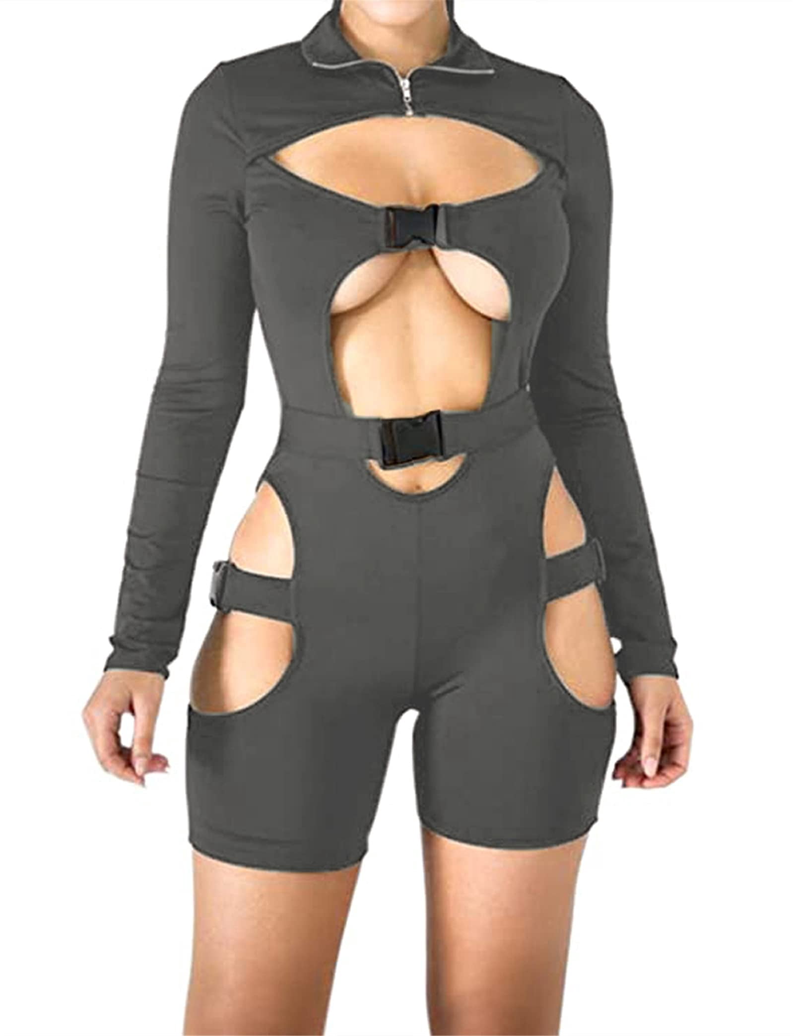 Biker Rompers Bodysuits Y2k Fashion 