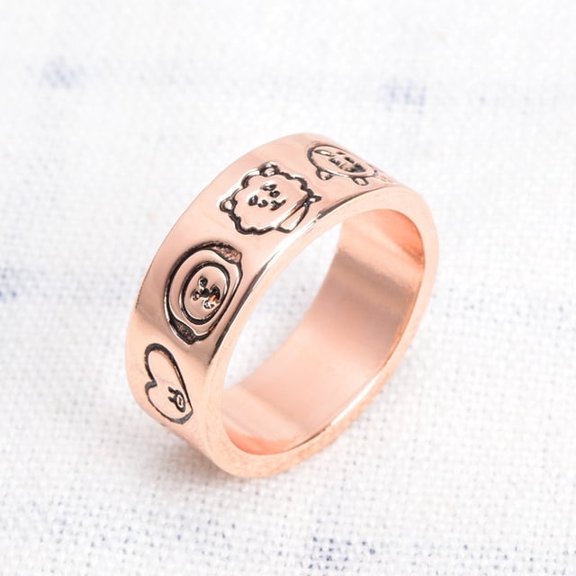 Anillo Bts Oficial Mismo Estilo Linda Joyería De Dos Colores Masculino Mujer Estudiante Pareja