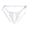 thumbnail image 4 of Elainilye Fashion Bikini Underwear for Women Sexy Thong Panties Sexy Lacy Underpants with Buttons for Controlling Length,White, 4 of 8