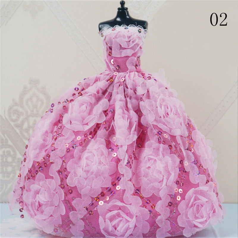Doll Girl Dressing Wedding Dress BigTail Princess Dress 30cm Doll Clothes ToS5 