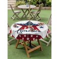 thumbnail image 4 of Outdoor Tablecloths with Umbrella Hole & Zipper, Independence Day Round Tablecloth 54 Inch, Blue Red Star American Flag Striped Waterproof Table Cloth, Patio/Pool/Picnic Table Covers, 4 of 8