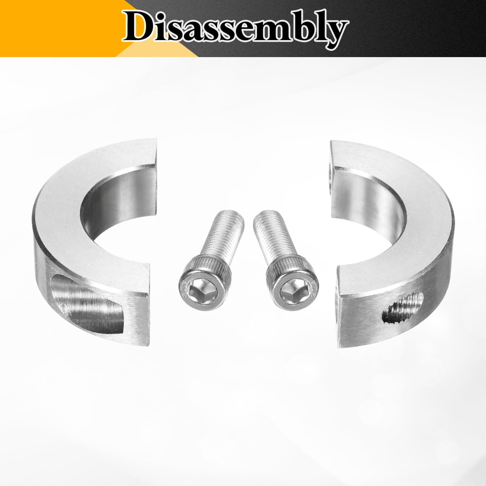Uxcell 2 Pack Double Split Shaft Collar 1-1/8" Bore, Two Piece Clamping Collar 1-7/8" OD 1/2" Thickness, 303 Stainless Steel Set Screw Split Collar