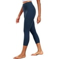 thumbnail image 3 of NELEUS ButterSoftFlex Womens High Waist Capri Legging for Yoga Workout Athletic Cropped Pants with Waistband Pocket,Black+Navy Blue,US Size L, 3 of 10