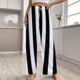 thumbnail image 2 of Black And White Striped Pajama Pants Comfortable Elastic Waist Pajamas Fashion Sleepwear Bottoms Plus Size Homewear, 2 of 6