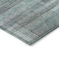 thumbnail image 5 of 9' X 12' Teal Blue Gray And Charcoal Striped Washable Indoor Outdoor Area Rug, 5 of 5
