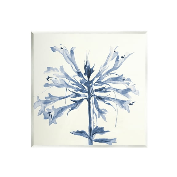 Stupell Industries Modern Blue Flower Botanical & Floral Painting Unframed Art Print Wall Art, 12 x 12
