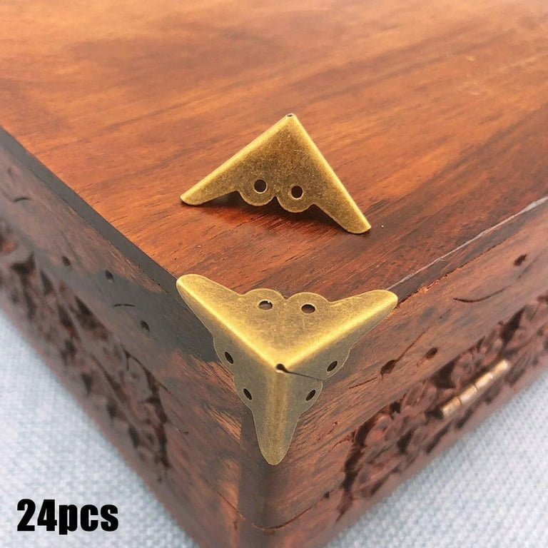 24Pcs Furniture Corner Protector 18mm Antique Bronze Triangle Edge  Decorative Metal Corner Guard for Storage Box Jewelry Case Cabinet Coffee  Table Wooden Chest 