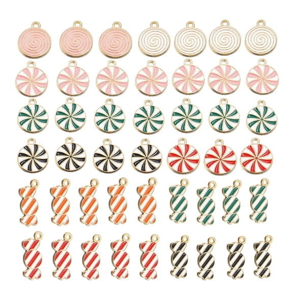 200 PCS Christmas Lollipop Ornaments,Christmas Tree Decorations,Alloy Candy Pendant Charms for DIY,Party Decorations