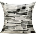 thumbnail image 3 of Black Grey Outdoor Throw Pillow Covers Couch Patio Furniture Bench Geometric Striped Square Indoor Decorative Cushion Cases Abstract Modern Home Decor for Bedroom Sofa Porch 20X20 Set of 4, 3 of 5