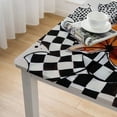 thumbnail image 5 of Acheng Leaf Polka Dot Design Black and White Checkered Ribbon Table Cover 100% Polyester Fiber 46*46, 5 of 8