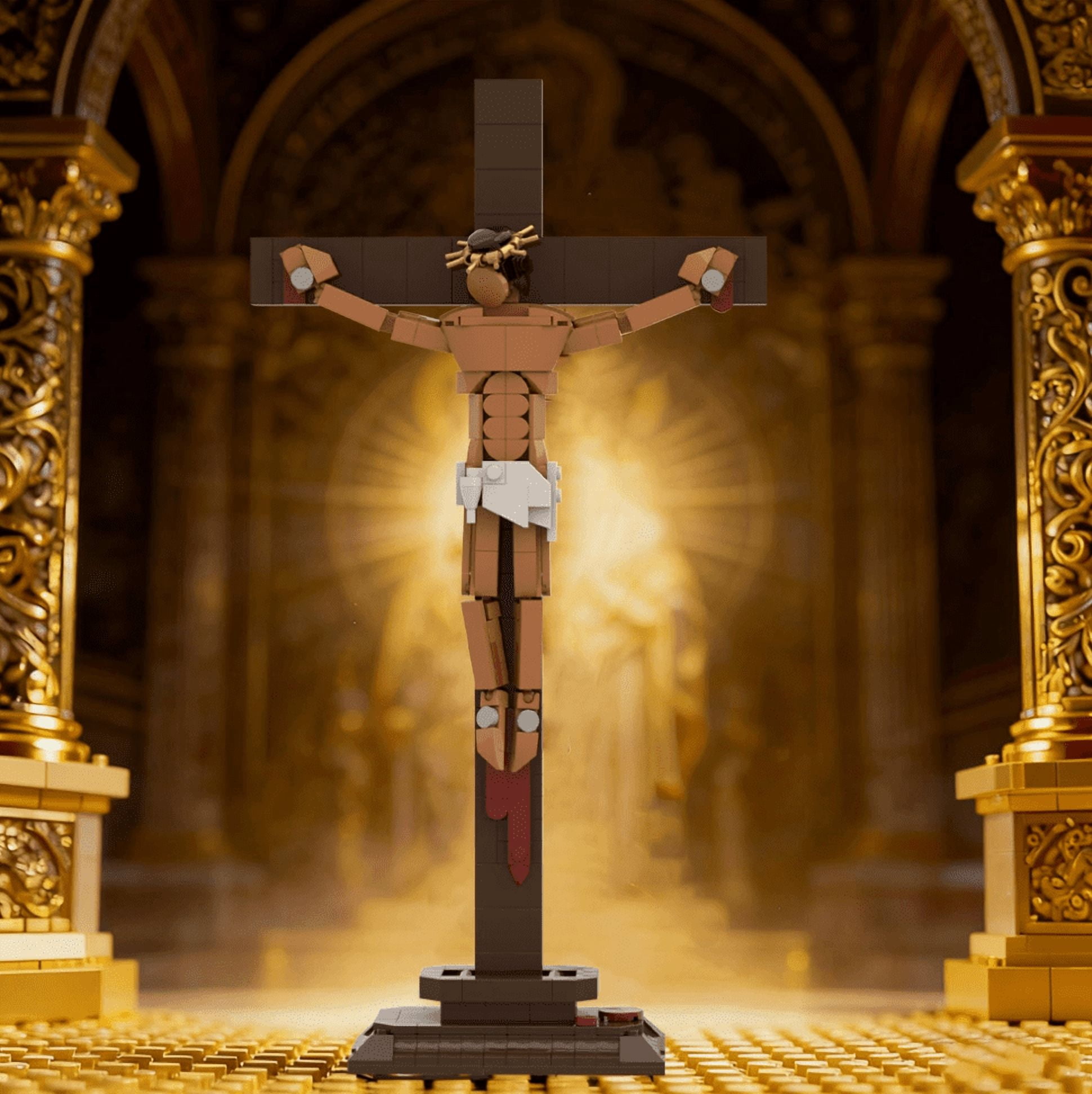 MOC 336 Jesus on The Cross Building Blocks Set, Religious Faith Collection Model, Desktop Decorative Brick Toy for Adults Collection & Gift