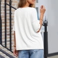 thumbnail image 6 of RYRJJ Womens Summer Tops Fashion Half Sleeve Waffle Knit Shirts Casual V Neck Colorblock Patchwork Blouses(Light Blue,XL), 6 of 9
