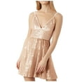 thumbnail image 4 of Sequin Dress for Women Dgankt Women Sequin Sexy V Neck Shift Dress Sparkly Glitter Sleeveless Short Flowy Loose Party Night Out Club Dress, 4 of 8