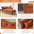 thumbnail image 2 of 60"W Velvet Tufted Chaise Lounge, Storage Chaise Sofa, Solid Wood Leg - 25"D x 60"W x 27"H Orange, 2 of 5