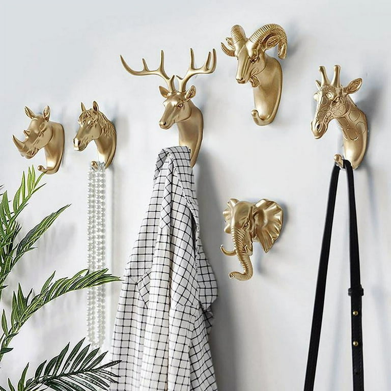 Bellaven Resin Animal Hook Deer Head Modern Wall Decoration Bag Coat Hooks Animal Shape Wall Towel Hanging Hook