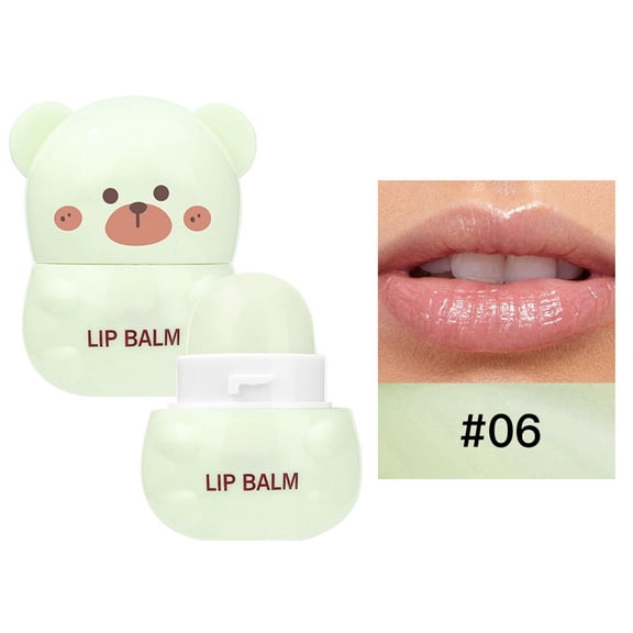 Bear Shaped Lip Balm, Shade E - 1 Balm, Plumping Lip Balm 4 Colors Hydrating Tinted Lip Balm Deep Nourishing Buildable Lipstick For Dry & Chapped Lips (Color 06), Easter, St. Patri Makeup Organizers