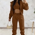thumbnail image 4 of Quixlent 3 Piece Sweatsuits Set for Women Fleece Zip Up Hoodie Sweatshirt Tank Top Jogger Sweatpants Set Fall Casual Tracksuit Outfits, 4 of 7