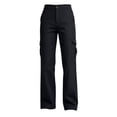 thumbnail image 5 of Women's Soft Fabric Straight Leg Pants with Pockets Mid Elastic Waist, Casual Hiking Jogging Work Outdoor Business Travel, Womens Trousers Loose | VerBelle,Black 2XL, 5 of 7