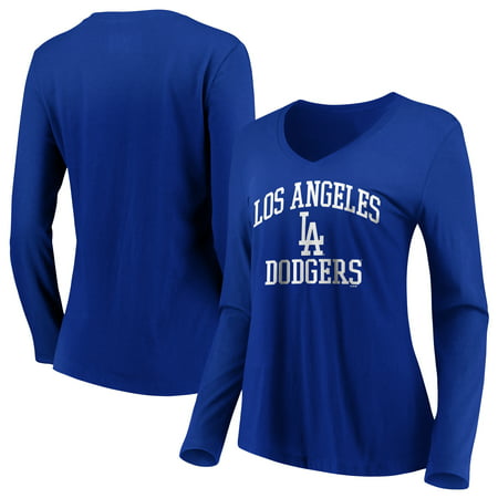 Women's Majestic Royal Los Angeles Dodgers Heart & Soul Long Sleeve V-Neck