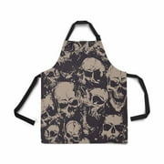 ASHLEIGH Adjustable Bib Apron for Women Men Girls Chef with Pockets Grunge Seamless Pattern Skull Bone Novelty Kitchen Apron for Cooking Baking Gardening Pet Grooming Cleaning