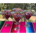 thumbnail image 3 of Mexican Hand Blown Modern Margarita Glasses – Set of 4 Confetti Rock Margarita Glasses 12 oz, 3 of 5