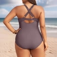 thumbnail image 4 of XIAOCHA Oversize One Piece Swimsuit For Women Halter Neck Twist Front Bathing Suit Tummy Control Elegant Pool Swimsuits, 4 of 5