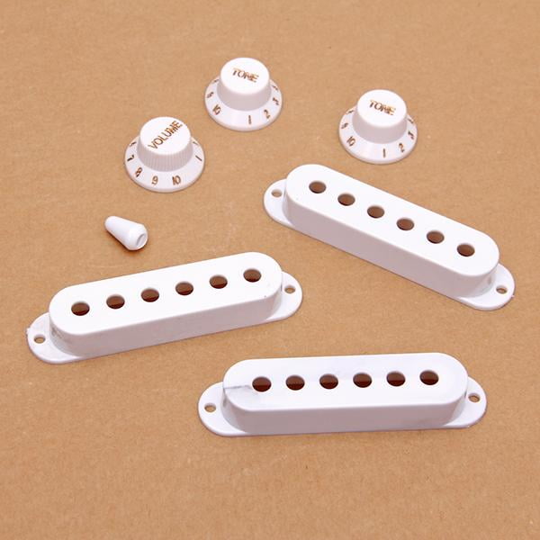 Cubiertas de Recolección de Plástico Shamjiam Juego de Puntas de Interruptor de Perillas y Cubierta de Pastilla de Guitarra Color Blanco