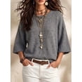 thumbnail image 4 of Casual Loose Round Neck 3/4 Sleeve Knit Basic Batwing Sleeve Design Women's Spring/Autumn Knit Top, 4 of 7