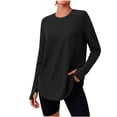 thumbnail image 3 of Zylanna Women's Crew Neck Long Sleeve Tunic Tops, Loose Fall Thumb Hole Soft Breathable Casual Workout Shirts for Daily Athletic Outdoor Wear Black, 3 of 9