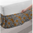thumbnail image 2 of Floral Bed Skirt, Print of Chrysanthemum Flowers Grey and Yellow Ornaments Illustration, Elastic Bedskirt Dust Ruffle Wrap Around for Bedding Decor, 4 Sizes, Dark Orange and Pale Grey, by Ambesonne, 2 of 2