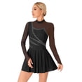 thumbnail image 5 of Aiihoo Women Rhinestone Figure Skating Dress Long Sleeve Lyrical Ballet Dance Dress Gymnastic Dancewear Black S, 5 of 7