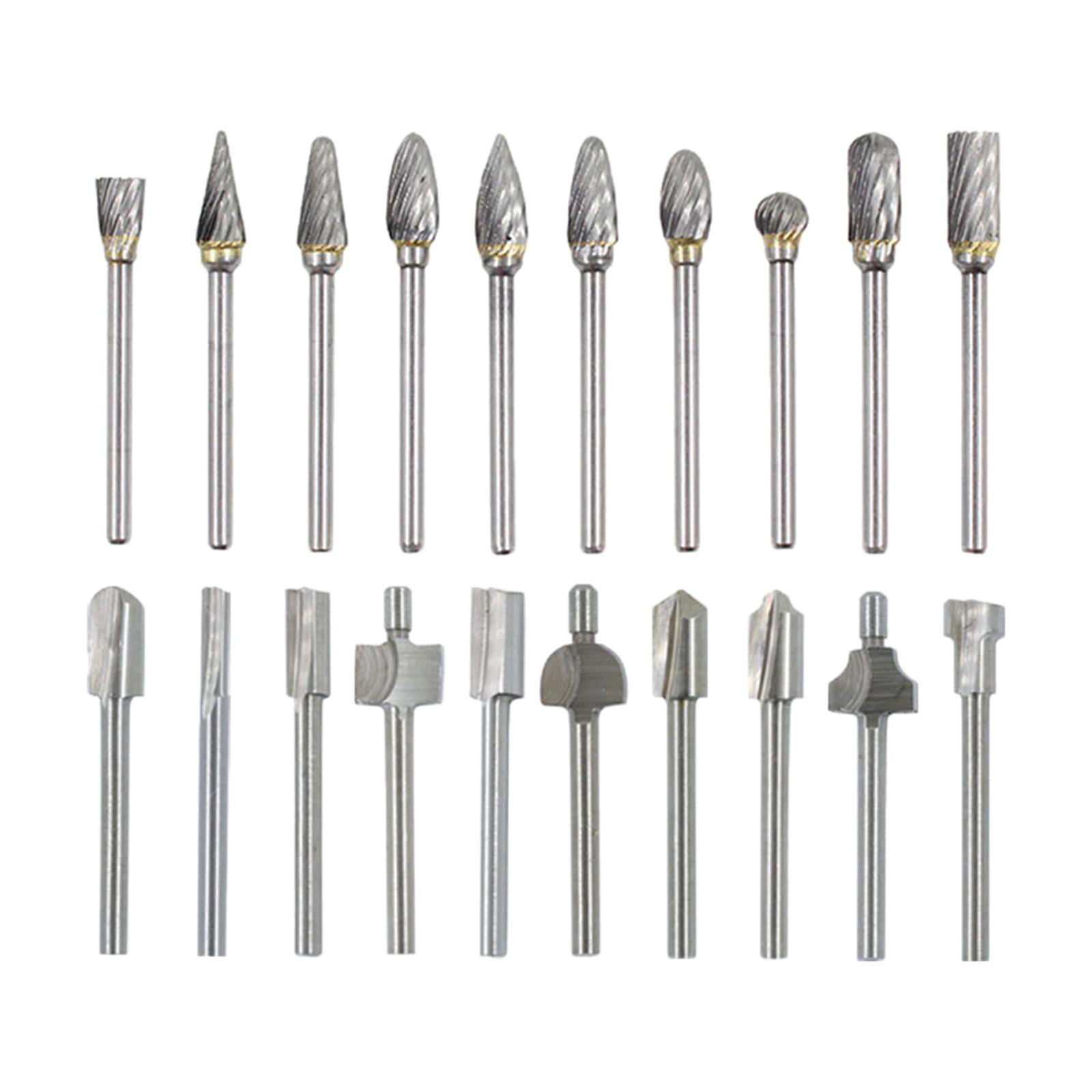 20Pcs Durable Diamond Bits Rotary Rasp Milling Cutter for Woodworking 