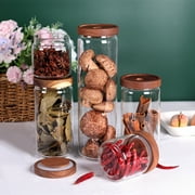 LEAVES AND TREES Y Glass 5-Cup Stackable Food Storage Canisters with Wood Lids, Set of 5