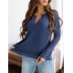 thumbnail image 4 of Camiseta PRETTYGARDEN Cuello en V Manga Larga Tela Waffle Azul Marino M, 4 of 5
