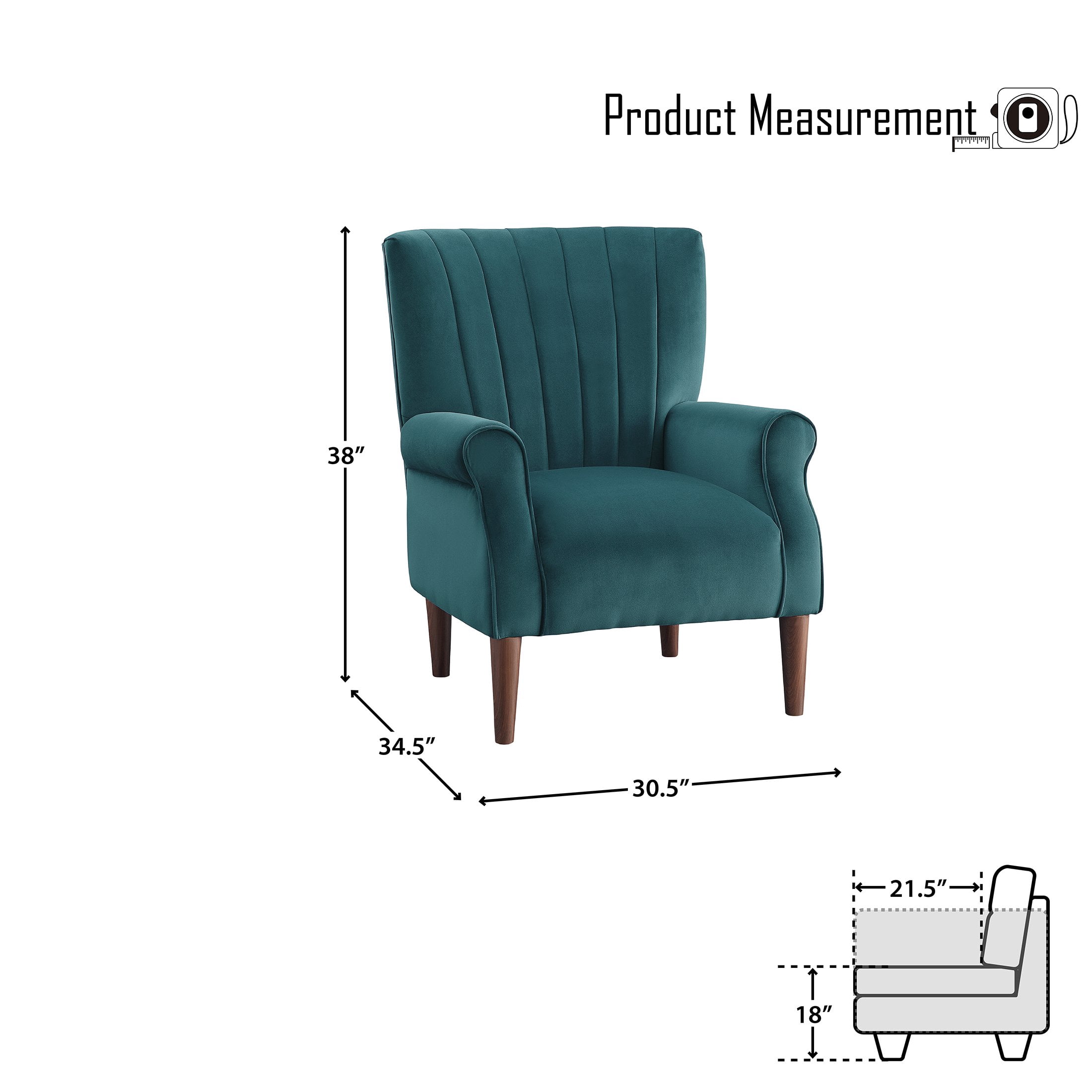 OakvillePark Larue Velvet Fabric Upholstered Accent Chair, Peacock