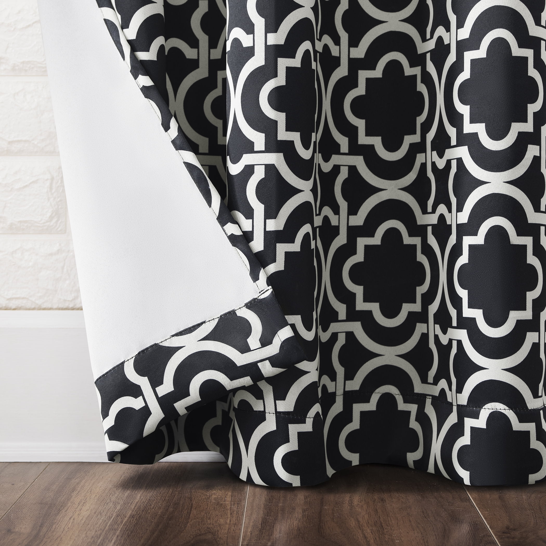 Sun Zero Barnett Trellis Blackout Grommet Curtain Panel, 40"X95", Black