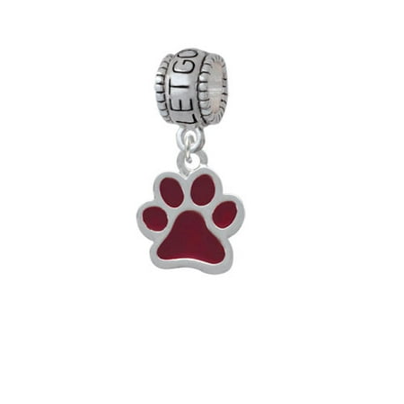 Medium Translucent Maroon Paw - Let Go Let God Charm Bead