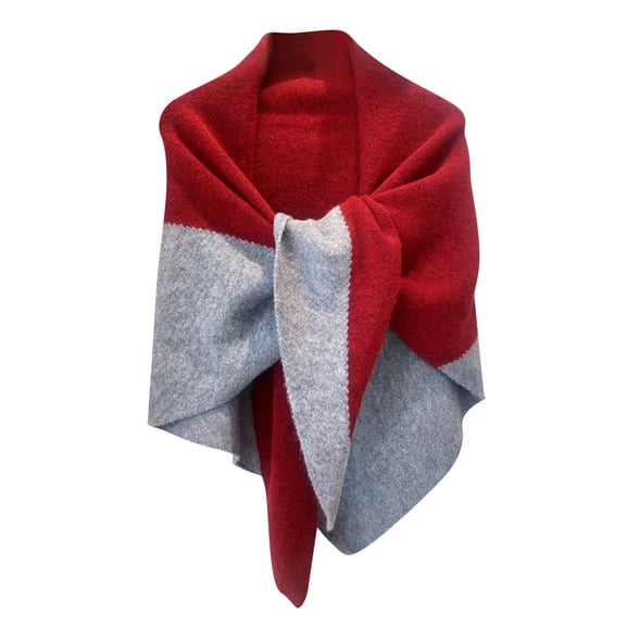 Miluxas Women's Triangle Knotted Shawl Wraps Casual Knitted Cotton Scarf Retro Cardigan Cape Travel Stoles Shoulder Tops Red Free Size