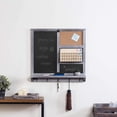 thumbnail image 3 of MyGift Wall-Mounted Gray Wood Chalkboard/Cork Board Sign with Shelf, Mail Basket, and 5 Key Hooks, 3 of 7