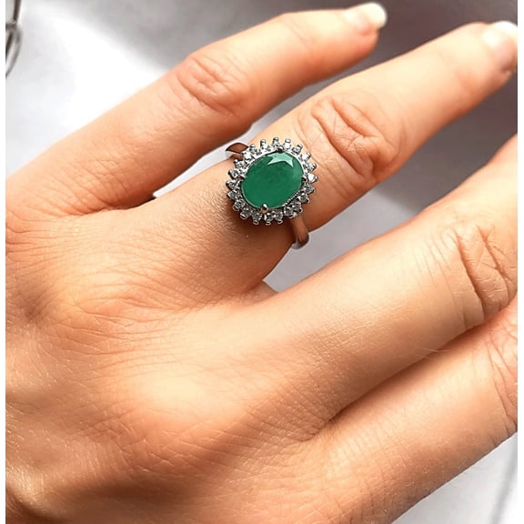 925 Streling Silver Green Colour Green Emerald Gemstone Ring Woman And Mens