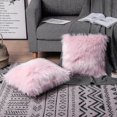 thumbnail image 3 of Funda de cojín decorativa de 45 x 45 cm, almohada decorativa de peluche rosa, piel de oveja, piel sintética de cordero, funda de almohada de pelo largo, cojín para sofá Fell Limit, 3 of 5