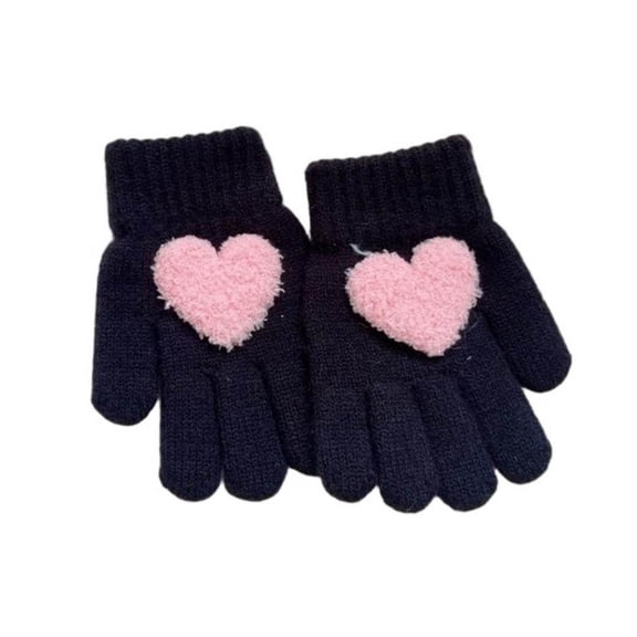 snilers Kids Winter Gloves Cute Fashion Solid Stretchy Knitted Mittens Outdoor Cold Weather Soft Comfy Warm Winter Gloves for Size 3-11 Years Free Size